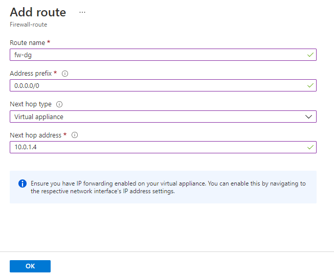 Add firewall route