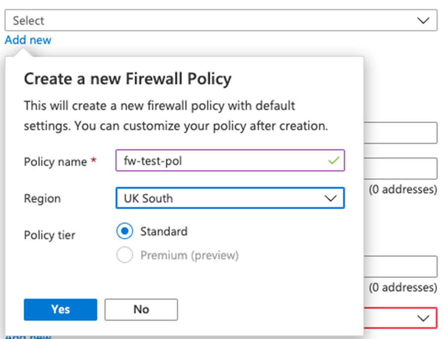 Create a new firewall policy